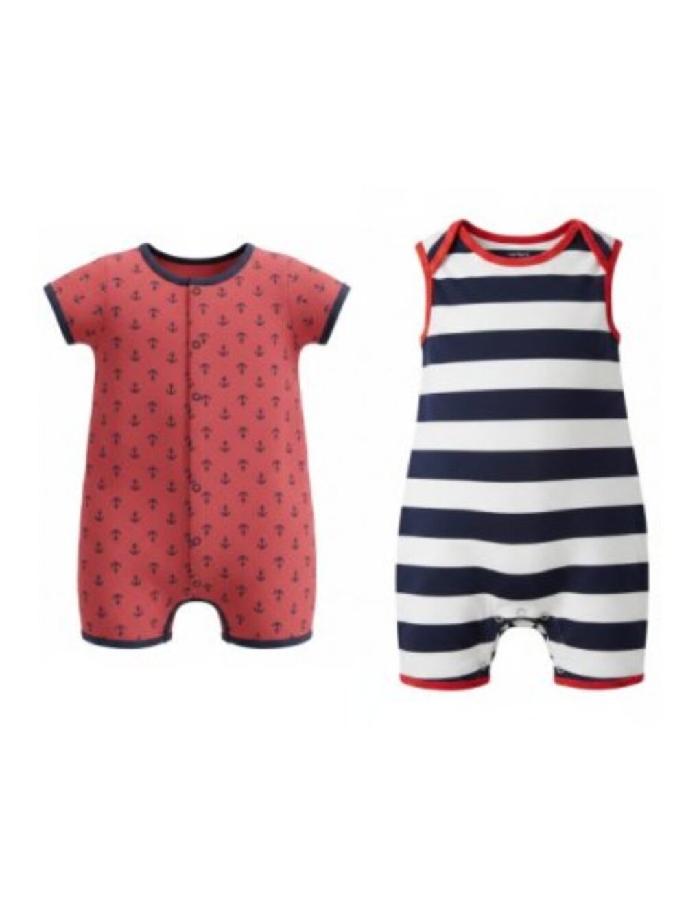 CARTER’S Lot of Red White Blue Short Rompers Anchor Print Boys 18 months